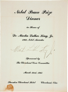 1964 Martin Luther King Pulitzer Dinner card