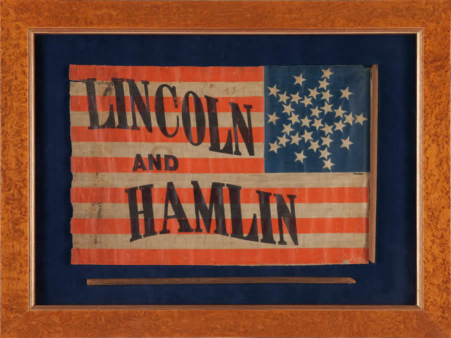 1860 political flag banner from Lincoln's first presidential run