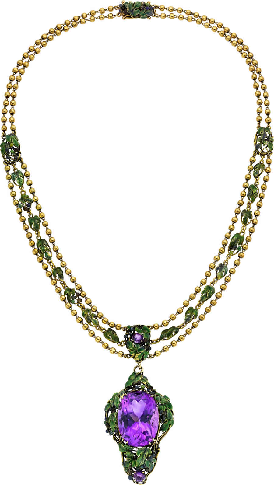Amethyst, Enamel, Gold Necklace, Louis Comfort Tiffany for Tiffany & Co