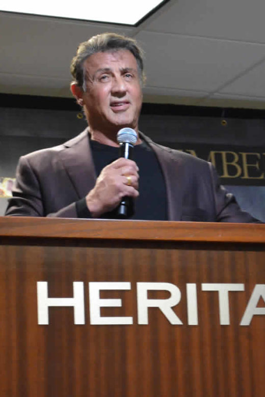 Sylvester Stallone addresses bidders