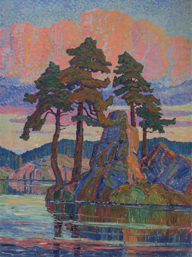 birger-sandzen-lake-at-sunset-colorado-1921