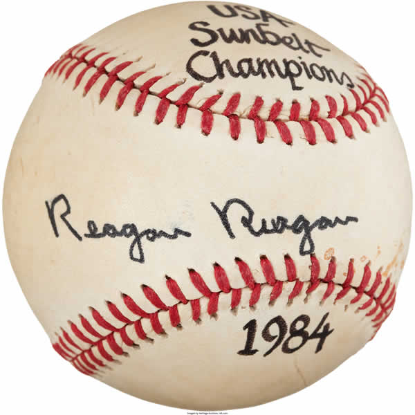  Ronald Reagan Single Signed Baseball