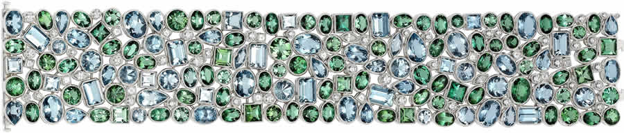 Aquamarine Tourmaline Diamond Platinum Bracelet Tiffany Co