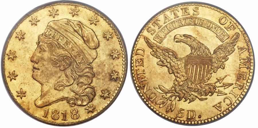 COIN 1818 Half Eagle BOTH SIDES 