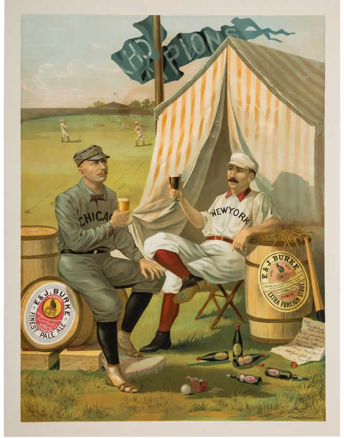 1889 Original Cap Anson and Buck Ewing “Burke Ale” Beer Poster