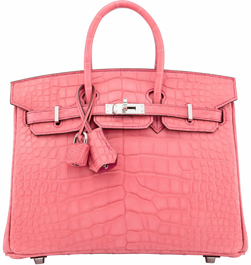 Hermès 25cm Matte Rose Extreme Alligator Birkin Bag with Palladium Hardware