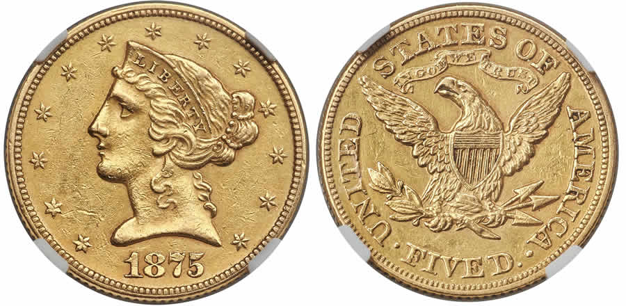 1875 Liberty half eagle