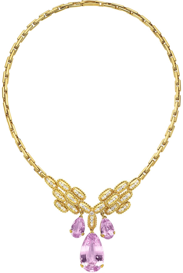 Kunzite, Diamond, Gold Necklace, Peter Lindeman