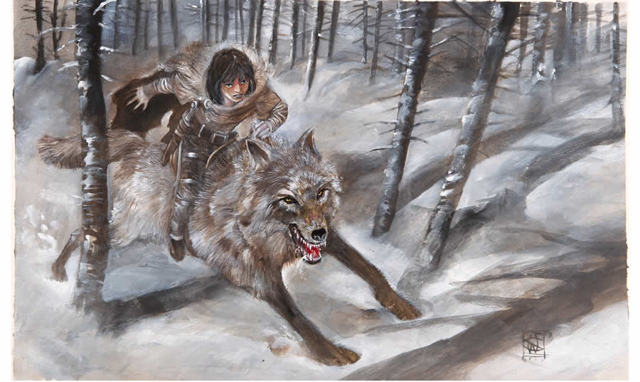 Bran Stark and Dire Wolf