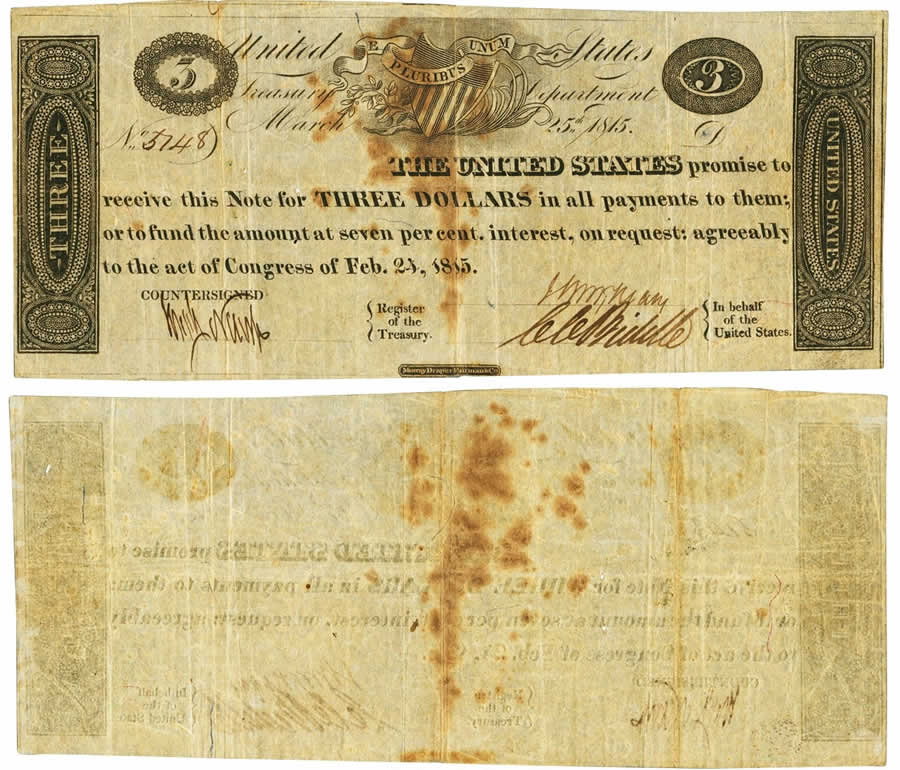 1812 $3 Treasury Note