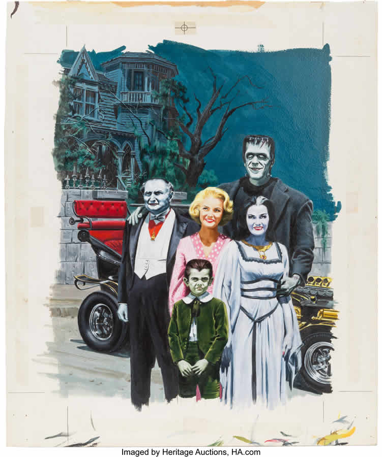 Original The Munsters Magazine Cover Art for Monster World 2 and Famous Monsters of Filmland 209 by Vic Perezio (1965)