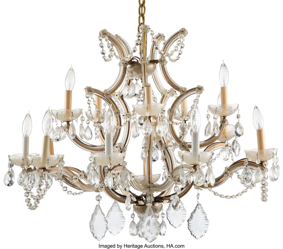 A Continental Rococo-Style Gilt Metal Chandelier