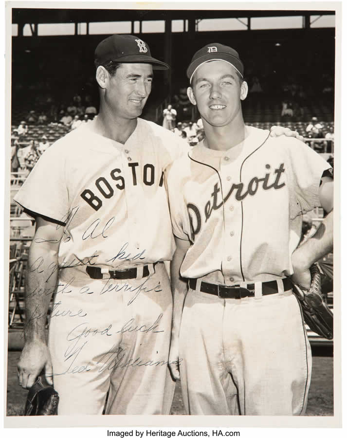 Circa 1955 Ted Williams Inscribed and Signed Original Photograph to Al Kaline