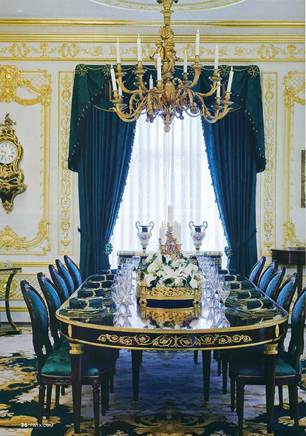 Detail - dining room in royal blues and golds