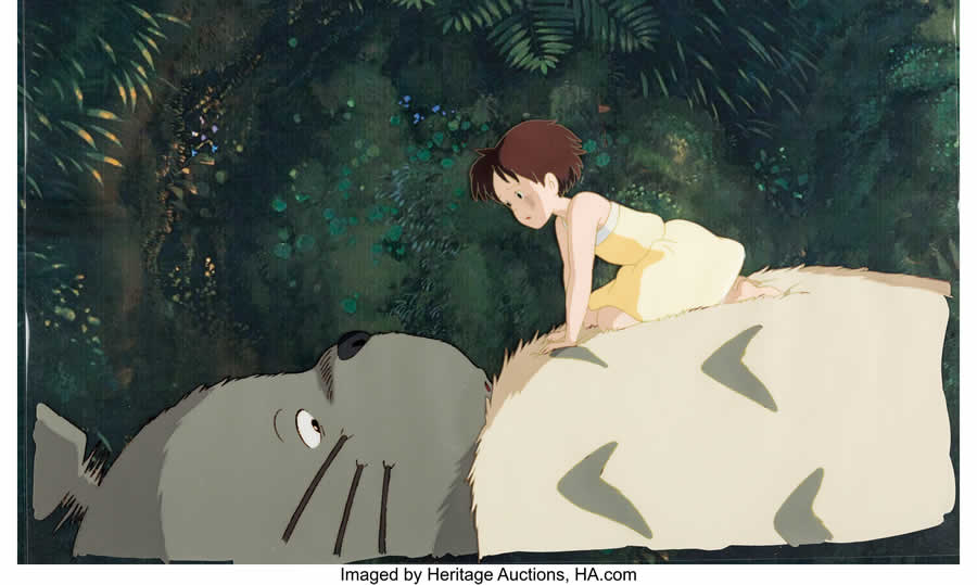 My Neighbor Totoro Satsuki and Totoro Production Cel Setup (Studio Ghibli, 1988)