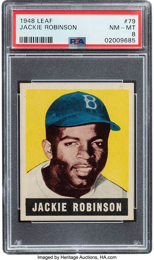 1948 Leaf Jackie Robinson Rookie Number 79 PSA NM-MT 8