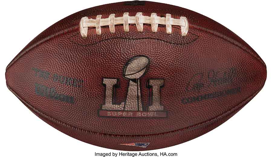 2017 Super Bowl LI Game Used Patriots Offense vs Falcons Football - Bradys Fifth Title