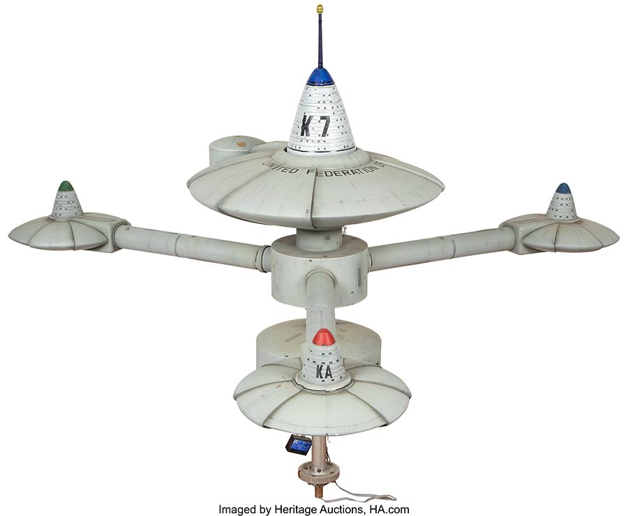 Screen used "K-7 Space Station" Filming Model Miniature from the Classic Episode: "Trials and Tribble-ations" of Star Trek: Deep Space Nine (Paramount TV, 1993-1999)