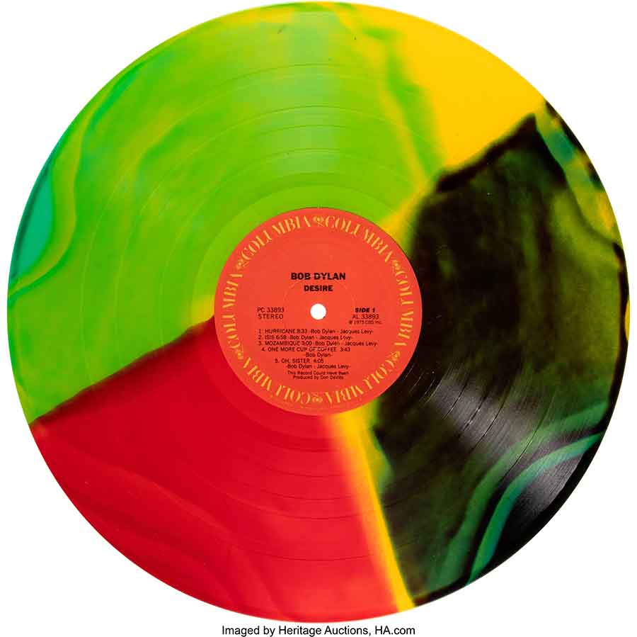 Bob Dylan 'Desire'. Very Rare US Multi-Colored Stereo Vinyl LP (Columbia, PC 33893)