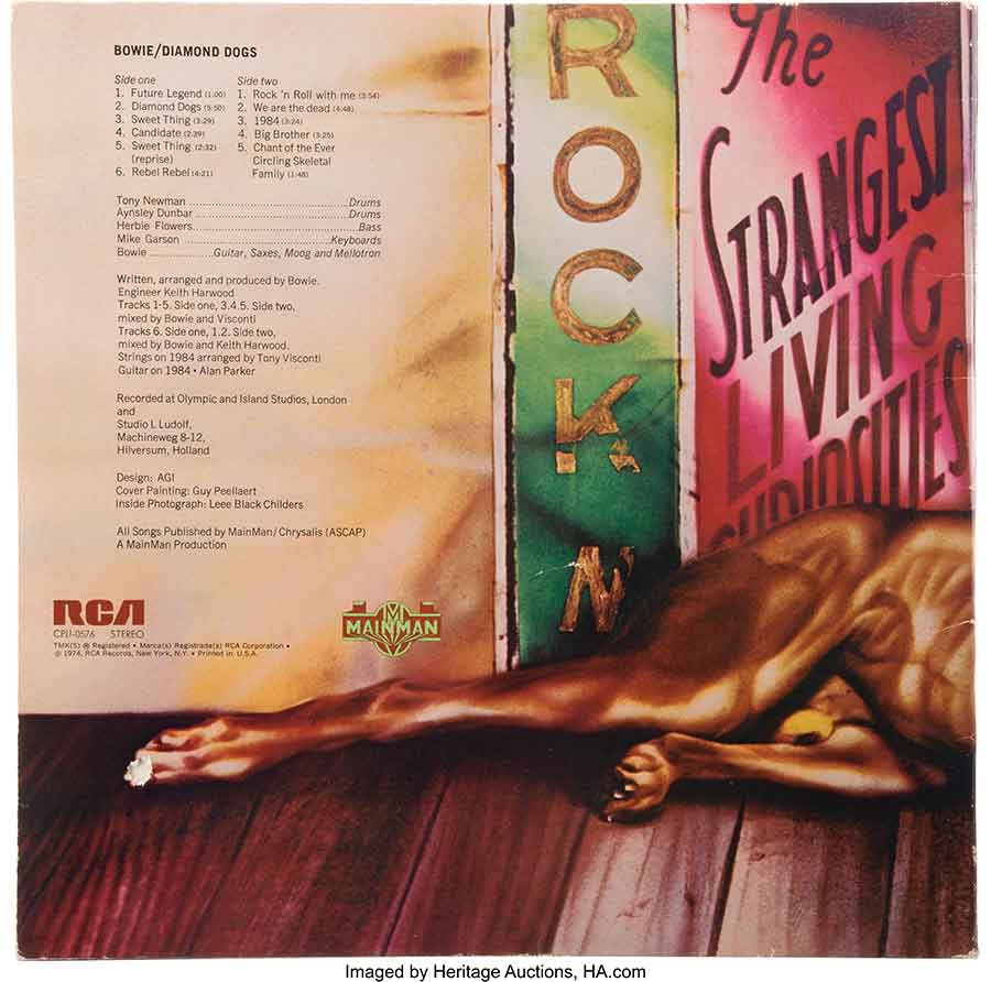 Left detail - David Bowie Diamond Dogs Original, Uncensored, and Withdrawn Gatefold Vinyl LP (RCA, CPLI-0576)