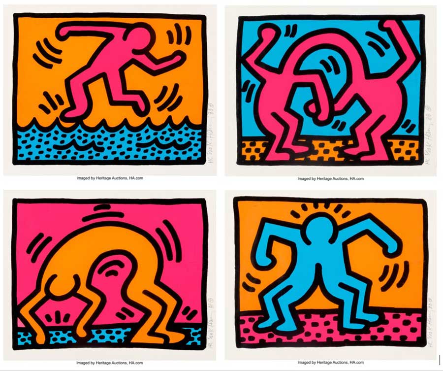 Keith Haring (1958-1990) Pop Shop Quad II (set of four), 1988
