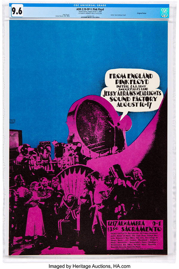 Pink Floyd 1968 Sacramento, CA Concert Poster Graded 9.6 (AOR-3)