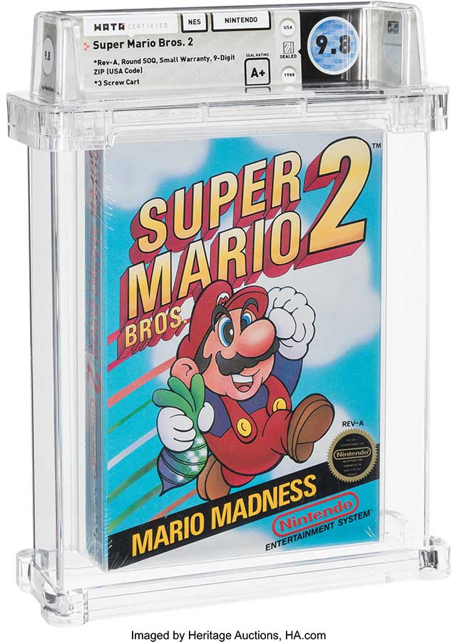 Super Mario Bros. 2 - Wata 9.8 A+ Sealed Rev-A, Round SOQ, First Production, NES Nintendo 1988 USA
