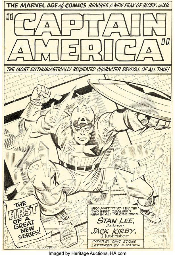Jack Kirby and Chic Stone Tales of Suspense #59 Captain America Splash Page 1 Original Art (Marvel, 1964)