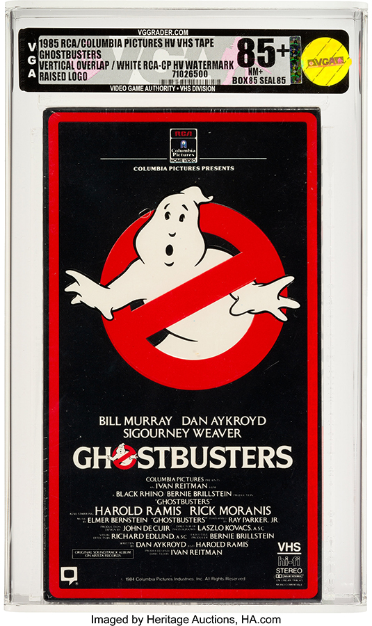Ghostbusters VHS 1985 VGA 85+ NM+, Vertical Overlap-White RCA-CP Home Video Watermark Raised Logo, RCA Columbia Pictures Home Video