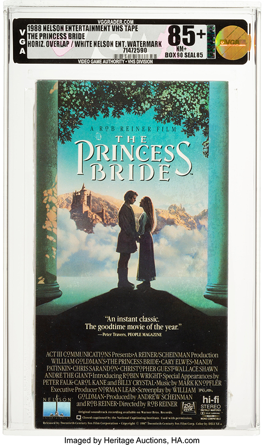 The Princess Bride VHS 1988 - VGA 85+ NM+, Horiz. Overlap White Nelson Ent. Watermark, Nelson Entertainment
