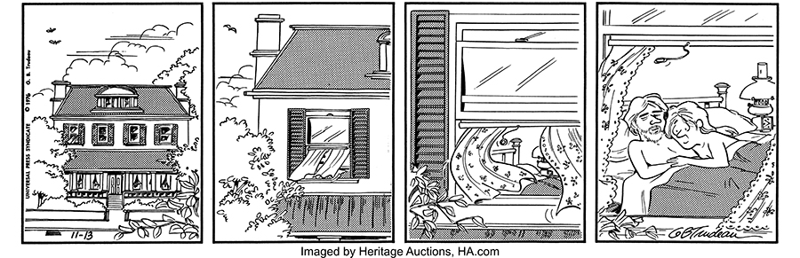 Garry Trudeau 'Joanie in Love' Doonesbury Daily 11-13-1976 Comic Strip NFT Digital Art Print Original Art No.1 of 1 and Physical Print (Garry Trudeau, 2022