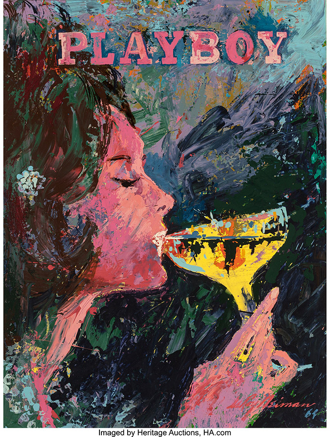 LEROY NEIMAN (American, 1921-2012). Bunny Sipping Champagne, Playboy, 1964