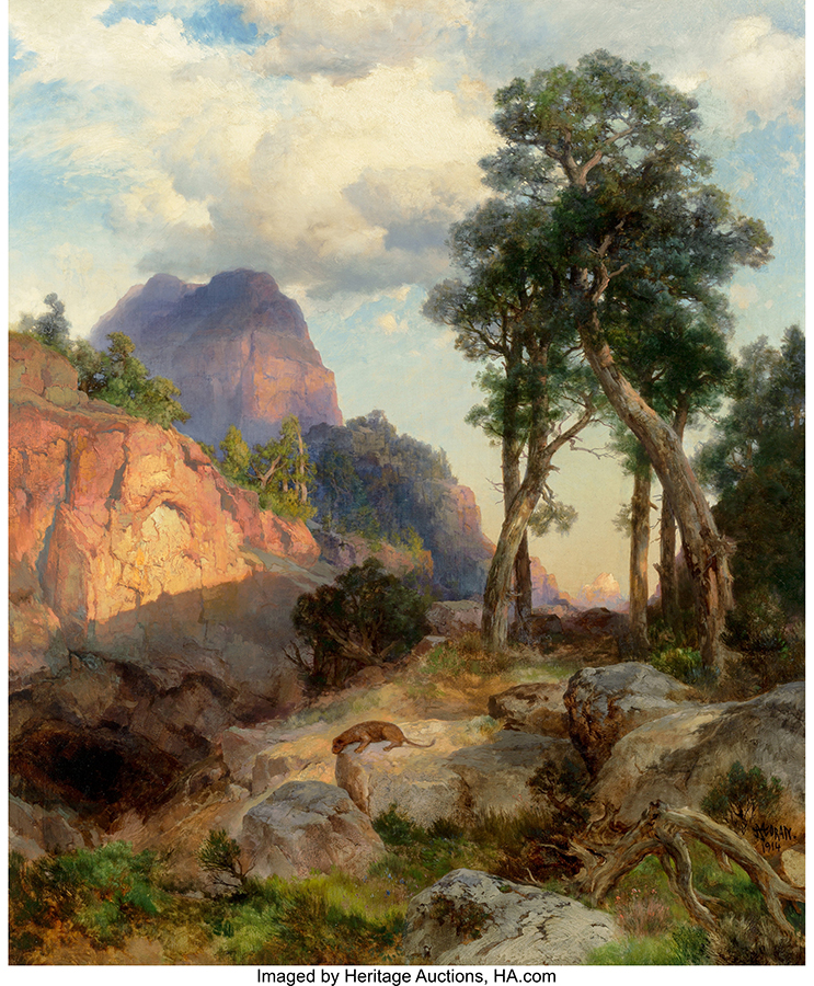 Thomas Moran (American, 1837-1926). Mountain Lion in Grand Canyon (Lair of the Mountain Lion), 1914