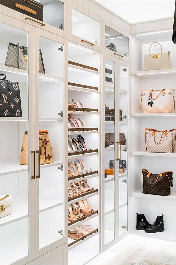 Closet display of Luxury accessories