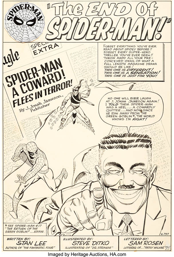 Steve Ditko Amazing Spider-Man #18 Splash Page 1 Original Art (Marvel, 1964)