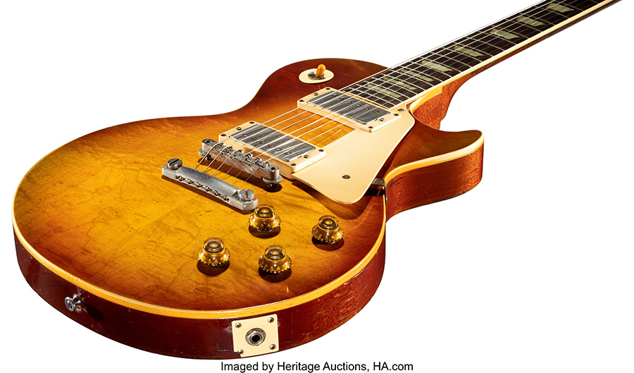 1958 Gibson Les Paul Standard Sunburst Solid Body Electric Guitar, Serial #8 5424 -top