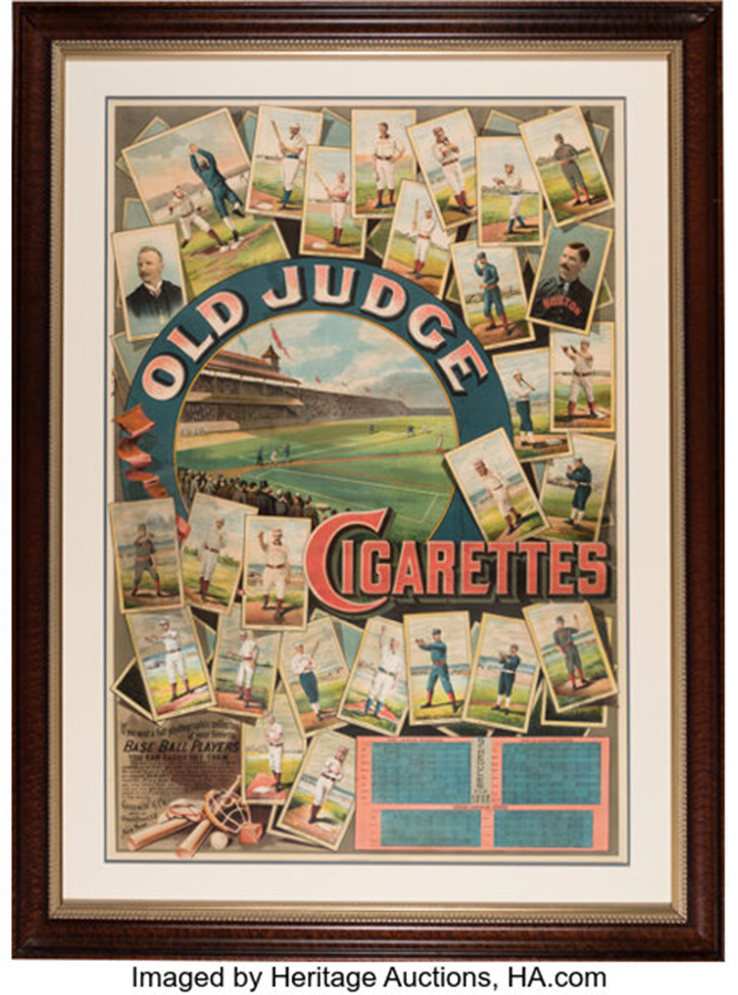 1888 Old Judge Tobacco Cards Retail Advertising Sign