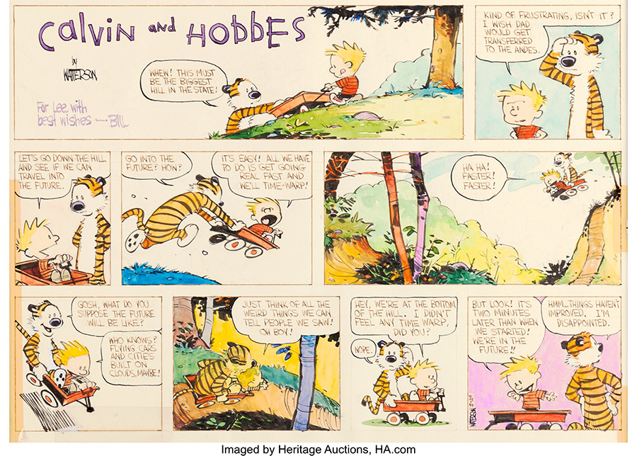 Bill Watterson Calvin and Hobbes Sunday Comic Strip Original Art dated 5-24-87 (Universal Press Syndicate, 1987)