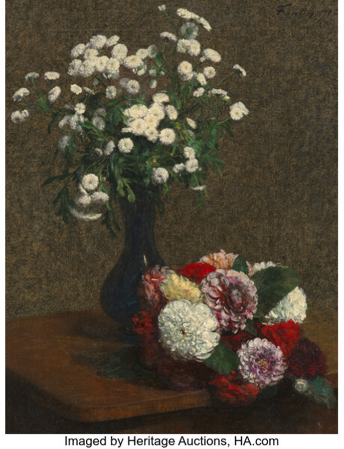 Henri Fantin-Latour (French, 1836-1904). Fleurs- camomille et dahlias, 1871