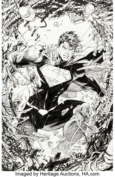 Jim Lee and Scott Williams Superman Unchained no-1 Cover Original Art (DC, 2013)