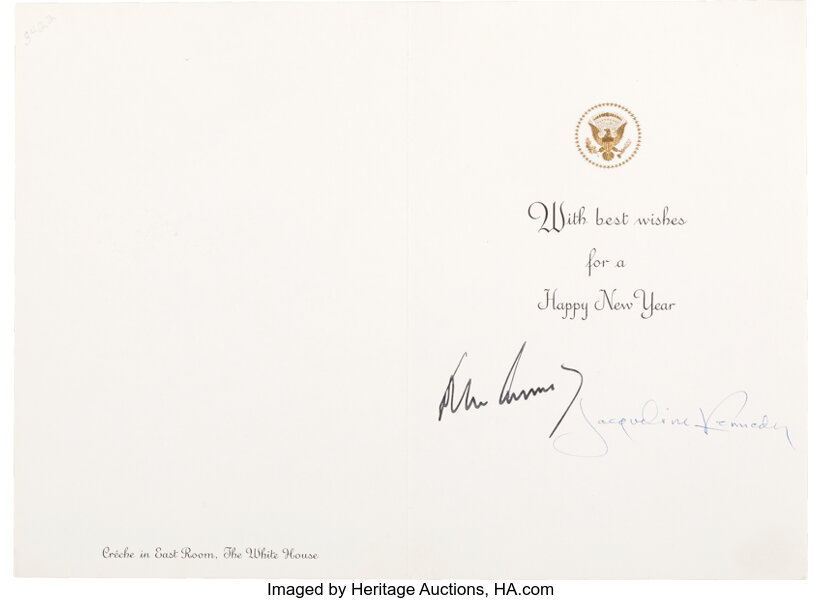 John F. and Jacqueline Kennedy Rare 1963 White House Christmas Card Signed