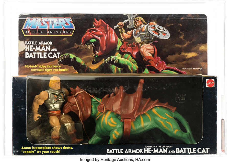 Masters of the Universe Battle Armor He-Man & Battle Cat Gift Set AFA 60 (B75-F80-W85) Series 3 (Mattel, 1984)