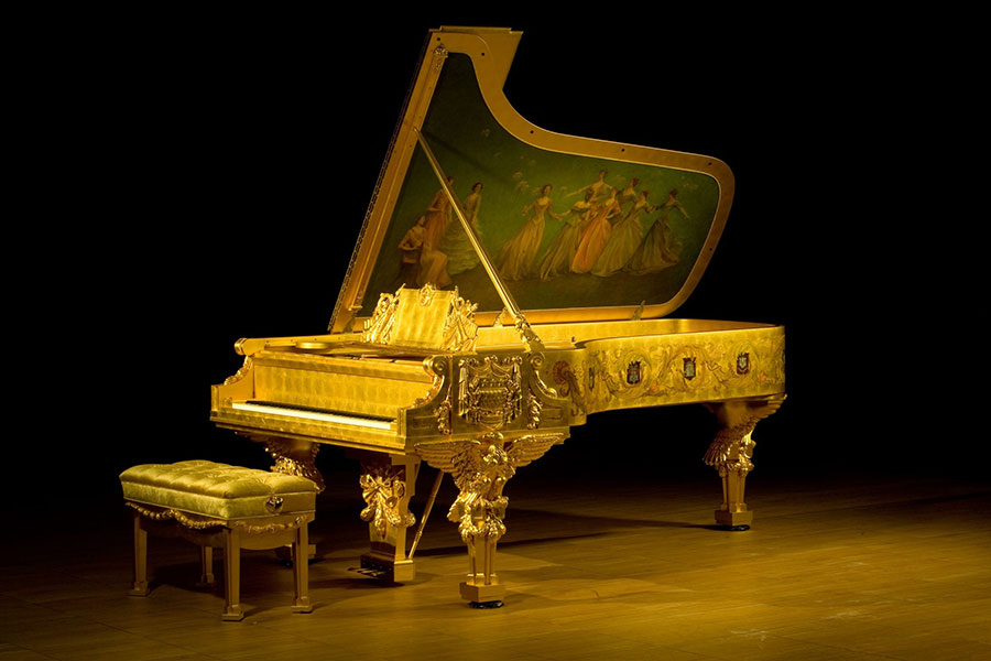 Steinway and Sons Ornate and Gold Piano