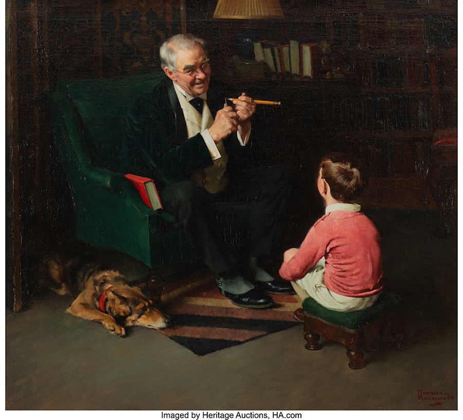 Rockwell's 'Grandfather and Grandson,' 1929, sold for $447,000 in a July 2020 Heritage auction.