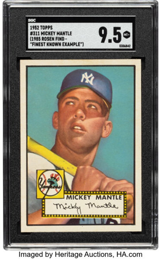 1952 Topps Mickey Mantle #311 SGC Mint+ 9.5 - 1985 Rosen Find