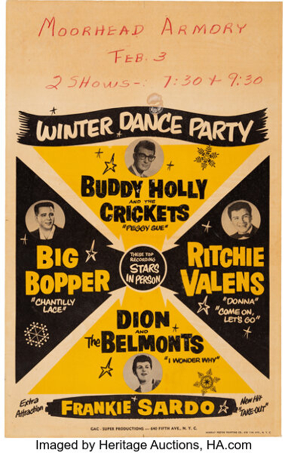 Buddy Holly & the Crickets 'The Day the Music Died' 1959 Historic Concert Poster