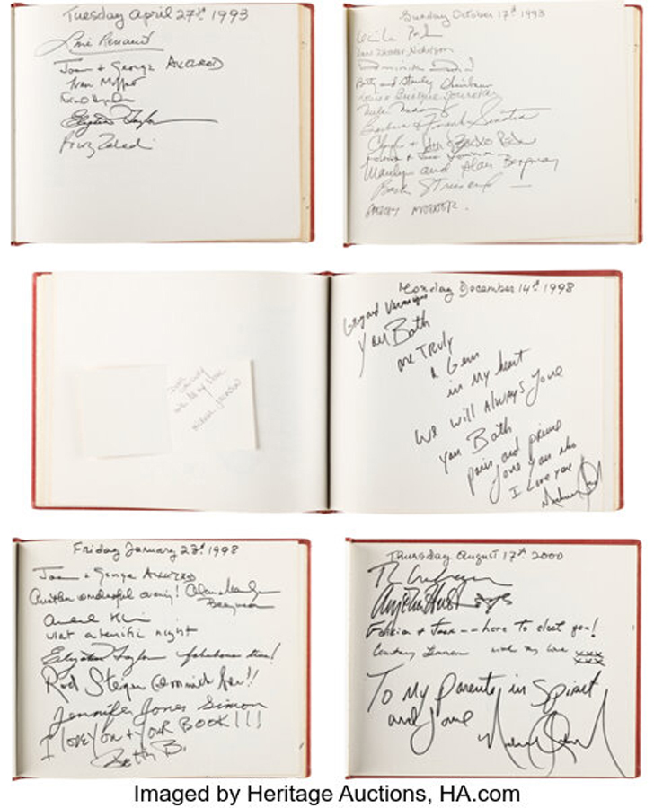 Gregory and Veronique Peck Signed Guest Book 1993-2000, with Full-Page Inscription Signed by Michael Jackson
