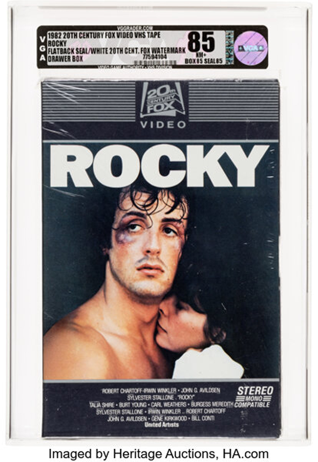 Rocky VHS 1982 - VGA 85 NM+, Drawer Box, Flatback Seal, White 20th Century Fox Video Watermarks, 20th Century Fox Video