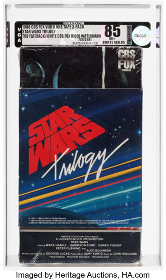 Star Wars Trilogy VHS 1988 - VGA 85 NM+, TRB Flatback-White CBS Fox Watermark, CBS Fox Video