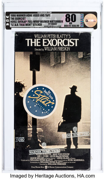 The Exorcist VHS 1986 - VGA 80 NM, Horiz. Overlap- Wraparound White Warner Home Video Watermarks, Warner Home Video
